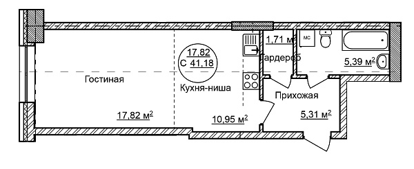 1-к квартира, 40 м², 16/32 эт., Комплекс апартаментов «CENTRAL PARK II»