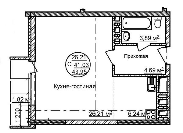 Студия, 43 м², 17/26 этаж, ЖК «Некрасовский» с. ЖИ