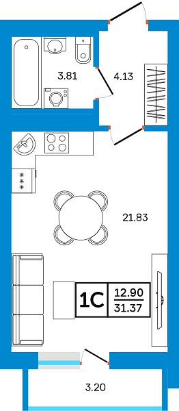 1-к квартира, 31 м², 6/24 этаж, ЖК «Некрасовский» с. Е